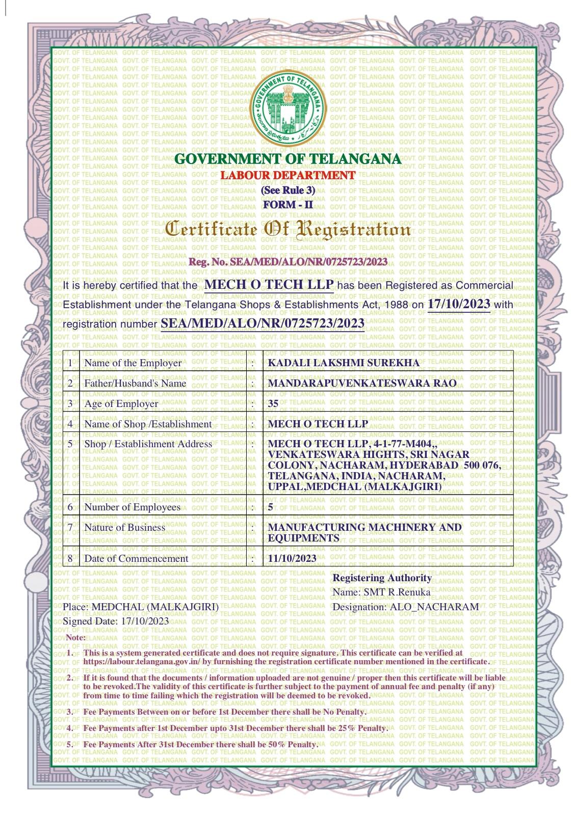 Labour Certificate