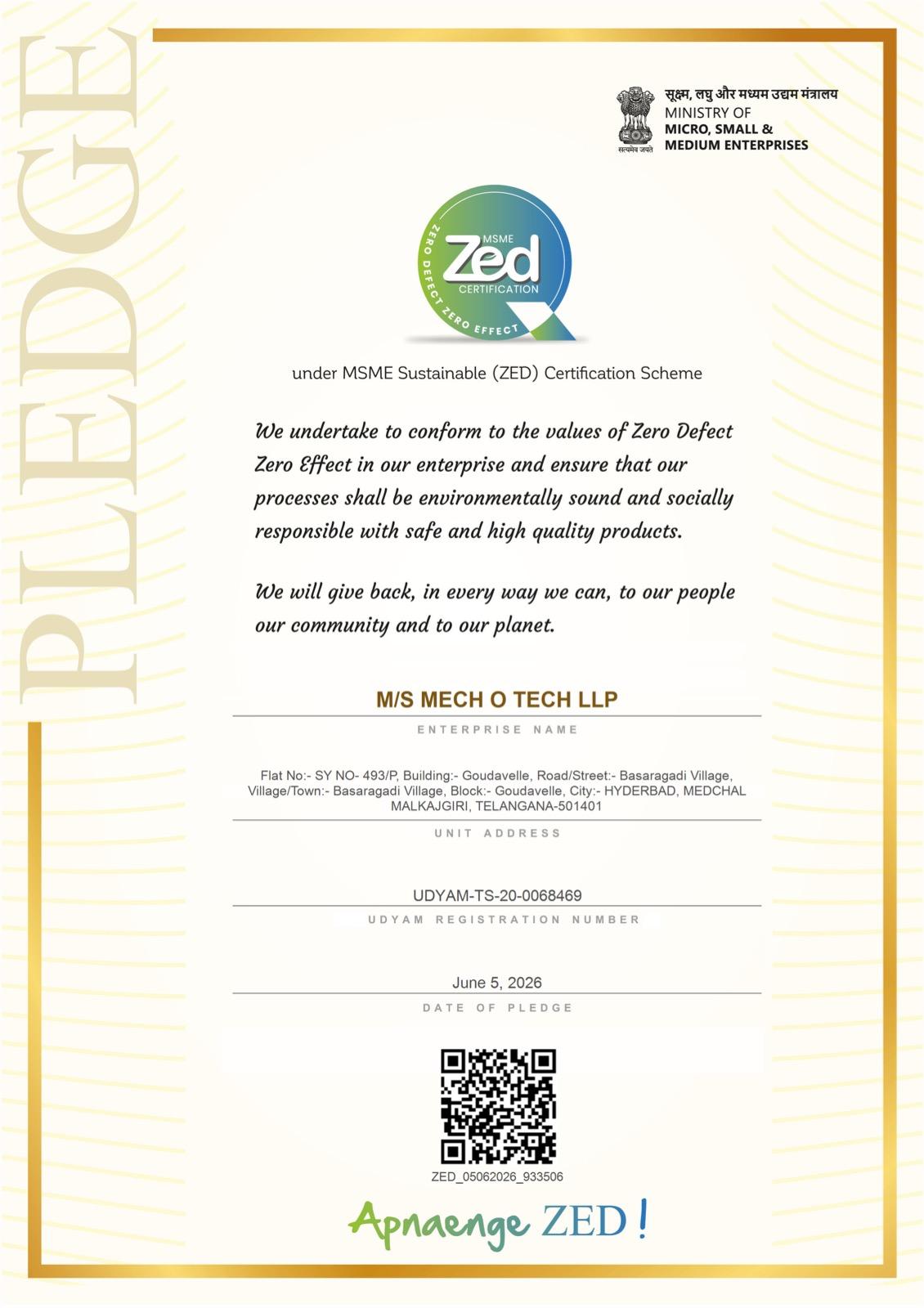 ZED Certificate